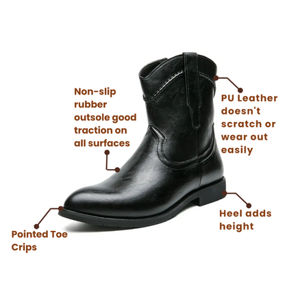 JIMMY Mens Cowboy Boots - PU Leather | Reliable & Clean Look