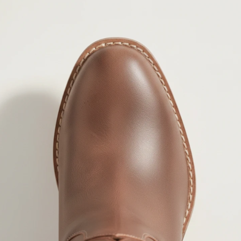 Yehaw Angelica brown vegan leather mid-calf cowgirl boots with intricate western cut-out patterns, back view.