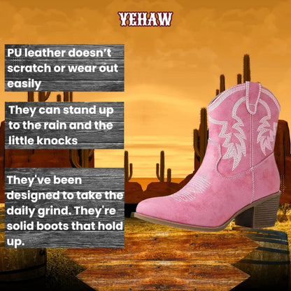 ABIGAIL Cowgirl Boots - Yehaw | Black & Pink