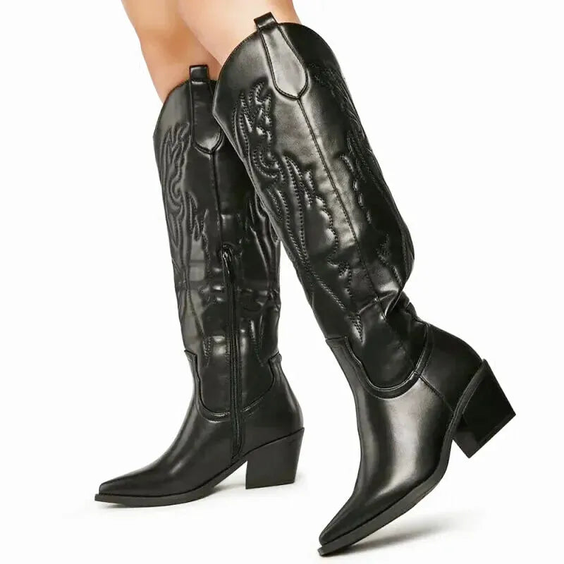 ALICIA Cowgirl Boots - Yehaw | Black - Yehaw