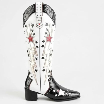 AMANDA Cowgirl Boots - Yehaw | Black & White - Yehaw