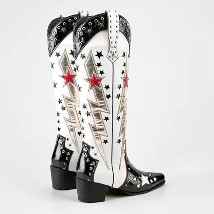 AMANDA Cowgirl Boots - Yehaw | Black & White - Yehaw