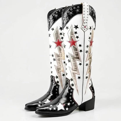 AMANDA Cowgirl Boots - Yehaw | Black & White - Yehaw