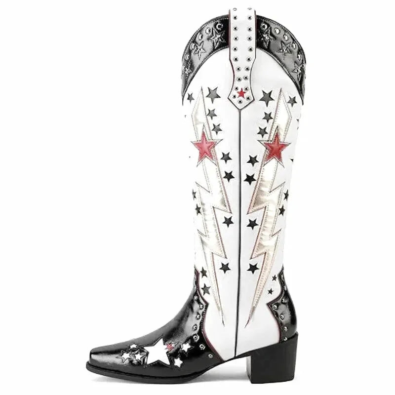 AMANDA Cowgirl Boots - Yehaw | Black & White - Yehaw 
