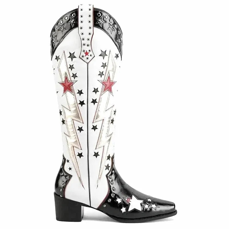 AMANDA Cowgirl Boots - Yehaw | Black & White - Yehaw 