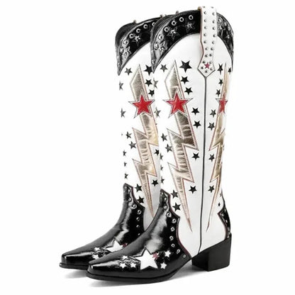 AMANDA Cowgirl Boots - Yehaw | Black & White - Yehaw 