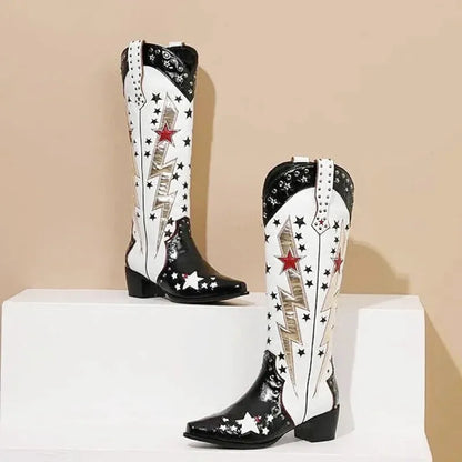 AMANDA Cowgirl Boots - Yehaw | Black & White - Yehaw 