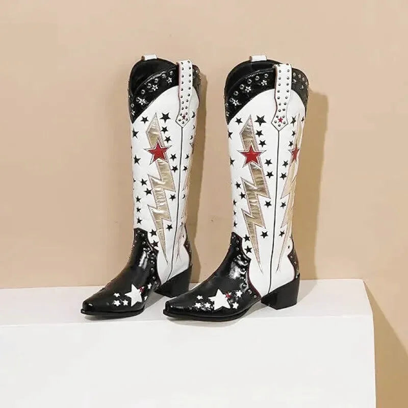 AMANDA Cowgirl Boots - Yehaw | Black & White - Yehaw 