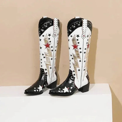 AMANDA Cowgirl Boots - Yehaw | Black & White - Yehaw 