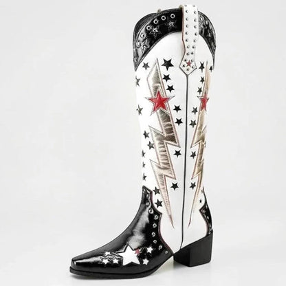AMANDA Cowgirl Boots - Yehaw | Black & White - Yehaw