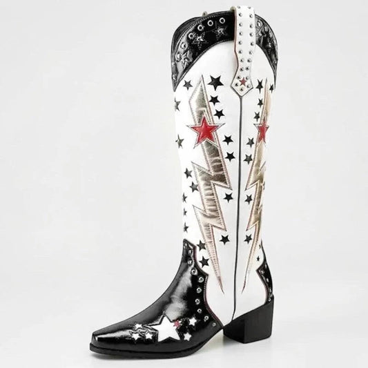 AMANDA Cowgirl Boots - Yehaw | Black & White - Yehaw
