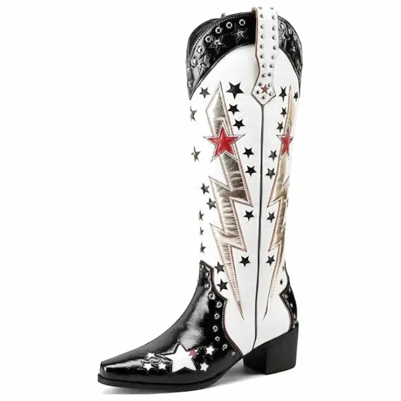 AMANDA Cowgirl Boots - Yehaw | Black & White - Yehaw 