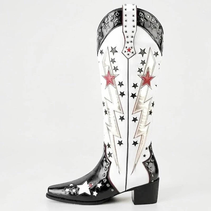 AMANDA Cowgirl Boots - Yehaw | Black & White - Yehaw