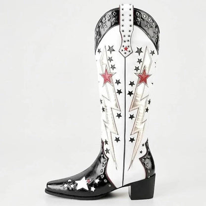 AMANDA Cowgirl Boots - Yehaw | Black & White - Yehaw