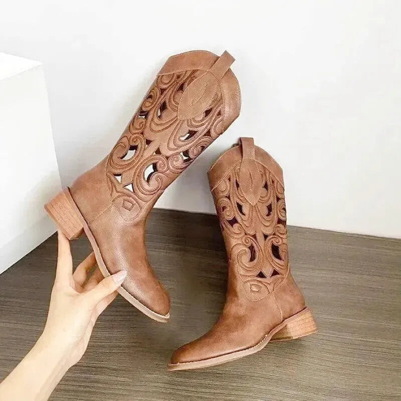 ANGELICA Cowgirl Boots - Yehaw | Brown - Yehaw