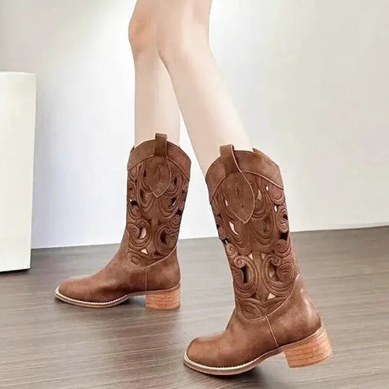 ANGELICA Cowgirl Boots - Yehaw | Brown - Yehaw