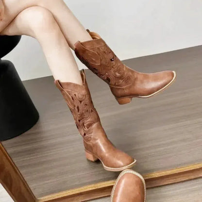 ANGELICA Cowgirl Boots - Yehaw | Brown - Yehaw