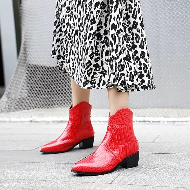 ANNIE Cowgirl Boots - Crocodile PU leather | Elegance & Stability - Yehaw