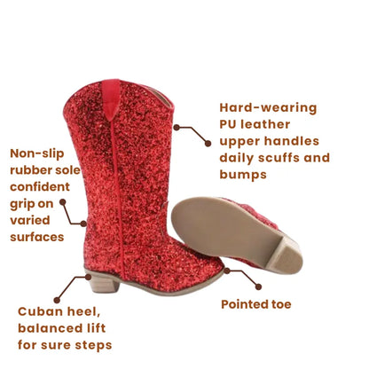 ARIZONA Kids Cowboy Boots - Soft PU leather | Stable & Easy to slip on - Yehaw