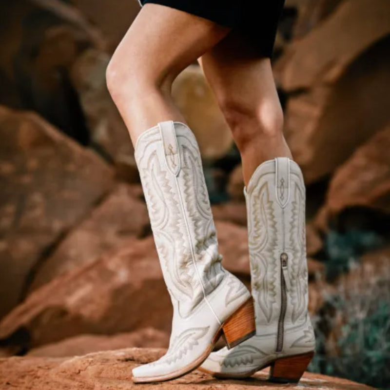 Autumn and Winter Pointed Thick High Heels, Knee Length Embroidered Western Cowboy Boots, Sizes 35-46 Women's Mid Length Boots - Yehaw 