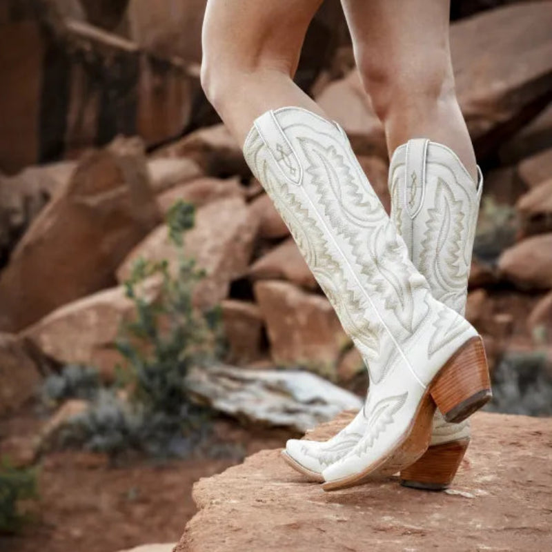 Autumn and Winter Pointed Thick High Heels, Knee Length Embroidered Western Cowboy Boots, Sizes 35-46 Women's Mid Length Boots - Yehaw 