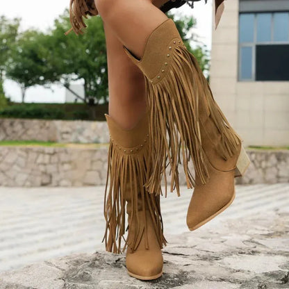 BELLA Cowgirl Boots Fringe - Soft lining | Elegance & Stability - Yehaw