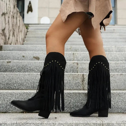 BELLA Cowgirl Boots Fringe - Soft lining | Elegance & Stability - Yehaw