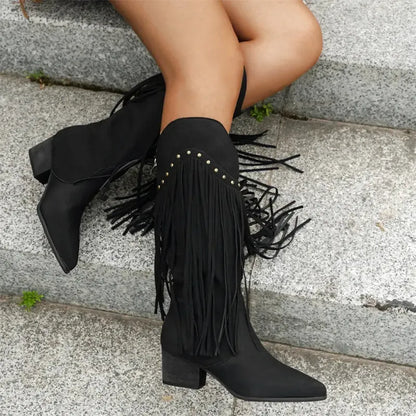 BELLA Cowgirl Boots Fringe - Soft lining | Elegance & Stability - Yehaw