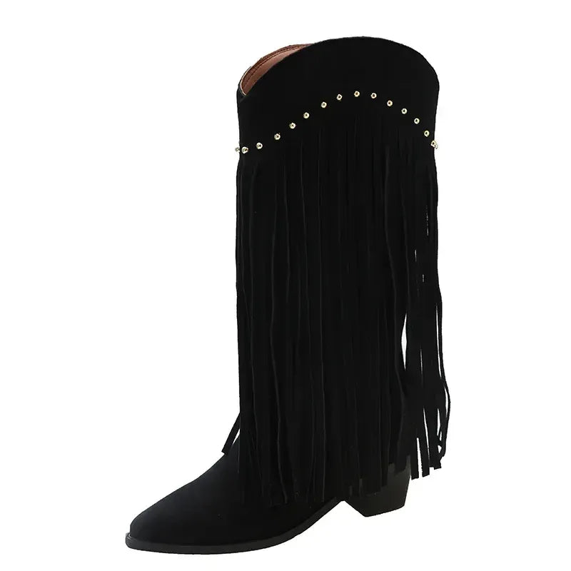 BELLA Cowgirl Boots Fringe - Soft lining | Elegance & Stability - Yehaw