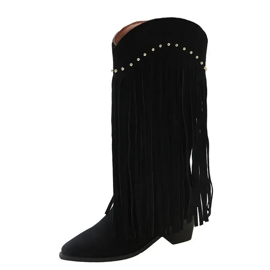 BELLA Cowgirl Boots Fringe - Soft lining | Elegance & Stability - Yehaw