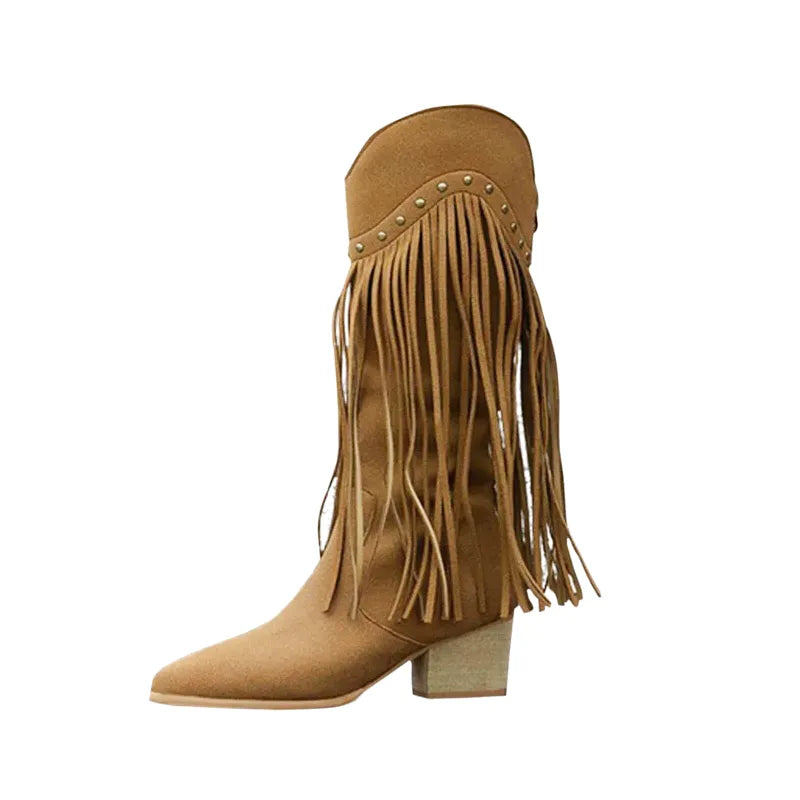 BELLA Cowgirl Boots Fringe - Soft lining | Elegance & Stability - Yehaw