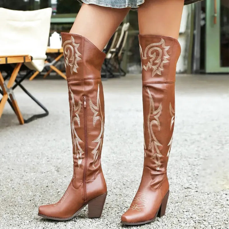 BELLE Cowgirl Boots - Resistant PU leather | Elegance & Stability - Yehaw