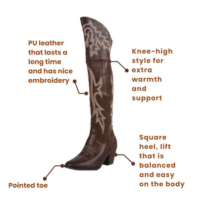 BELLE Cowgirl Boots - Resistant PU leather | Elegance & Stability - Yehaw