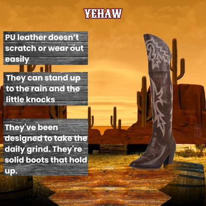 BELLE Cowgirl Boots - Resistant PU leather | Elegance & Stability