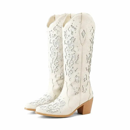 BERNARDA Cowgirl Boots - Yehaw | Beige - Yehaw