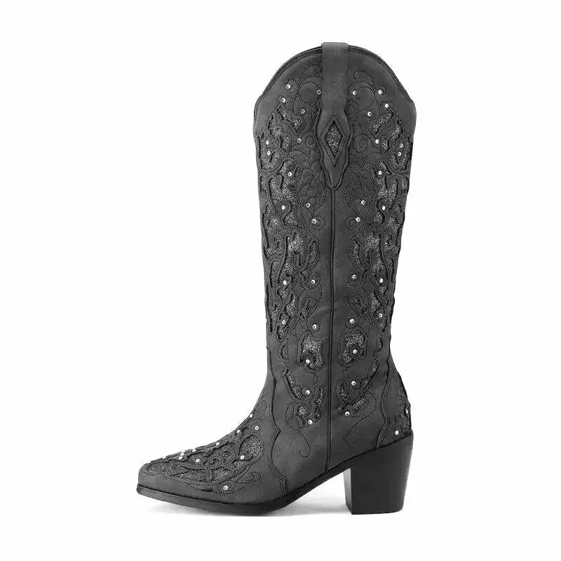 BERNARDA Cowgirl Boots - Yehaw | Black - Yehaw