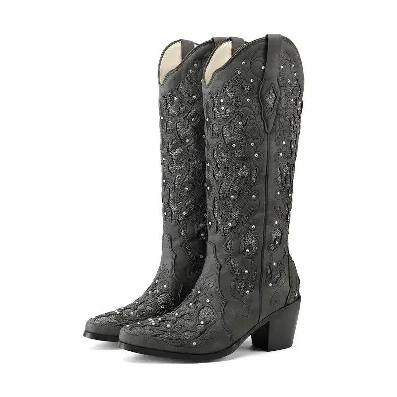 BERNARDA Cowgirl Boots - Yehaw | Black - Yehaw