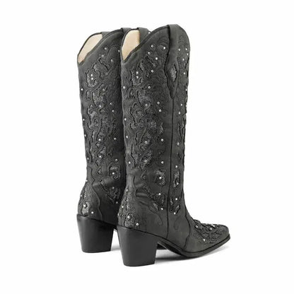 BERNARDA Cowgirl Boots - Yehaw | Black - Yehaw