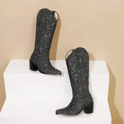 BERNARDA Cowgirl Boots - Yehaw | Black - Yehaw