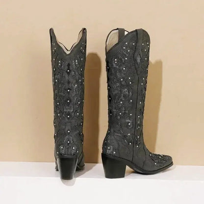 BERNARDA Cowgirl Boots - Yehaw | Black - Yehaw