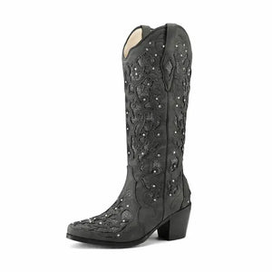 BERNARDA Cowgirl Boots - Yehaw | Black - Yehaw