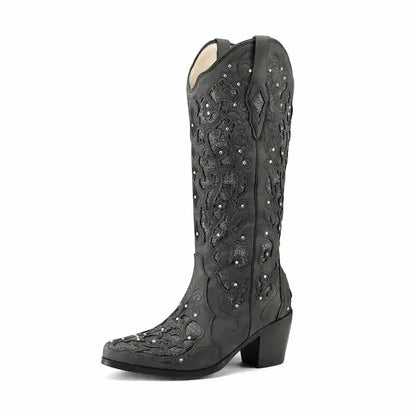 BERNARDA Cowgirl Boots - Yehaw | Black - Yehaw