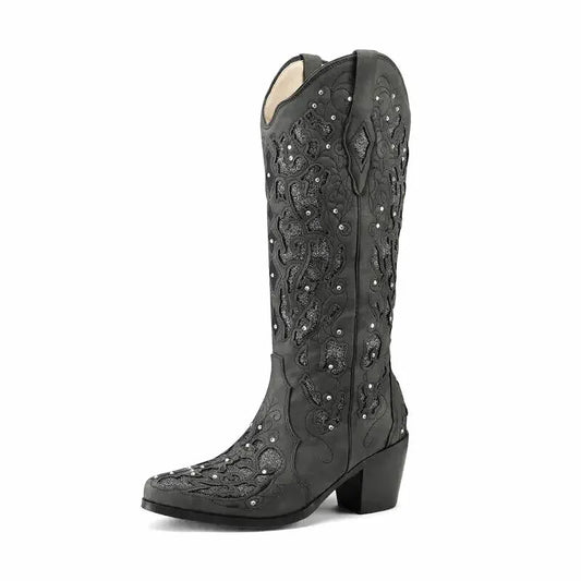 BERNARDA Cowgirl Boots - Yehaw | Black - Yehaw 