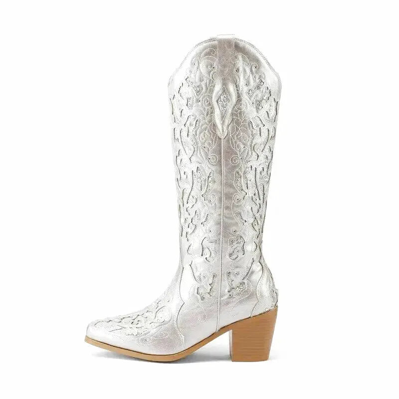 BERNARDA Cowgirl Boots - Yehaw | Silver - Yehaw