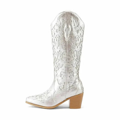 BERNARDA Cowgirl Boots - Yehaw | Silver - Yehaw