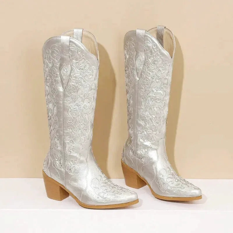 BERNARDA Cowgirl Boots - Yehaw | Silver - Yehaw