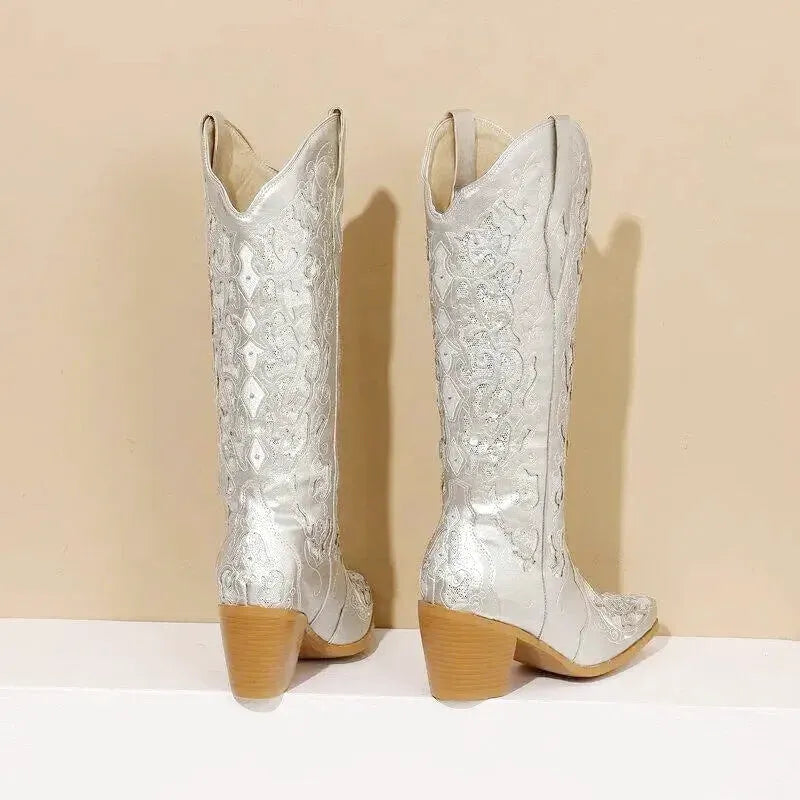 BERNARDA Cowgirl Boots - Yehaw | Silver - Yehaw