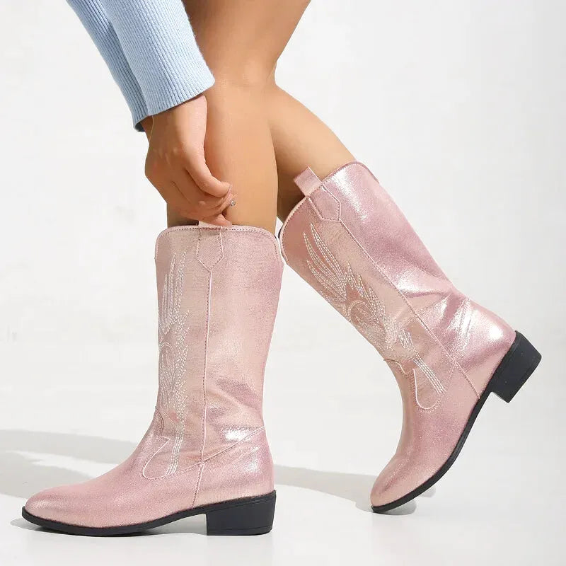 BESSIE Cowgirl Boots - Resistant PU leather | Elegance & Stability - Yehaw