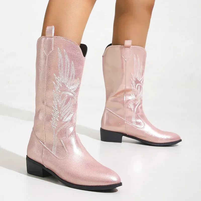 BESSIE Cowgirl Boots - Resistant PU leather | Elegance & Stability - Yehaw