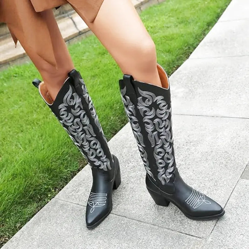 BETTY Cowgirl Boots - Resistant PU leather | Elegance & Stability - Yehaw